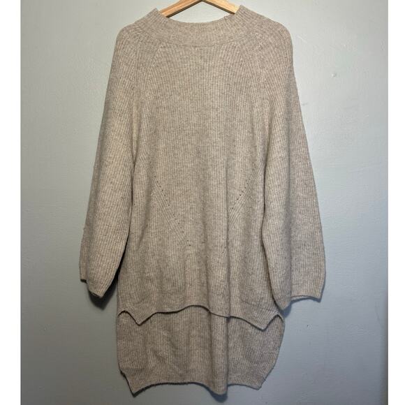 OAK + FORT One Size Oversized High Low Cream Long One Size Long Sleeve Sweater - Picture 1 of 3